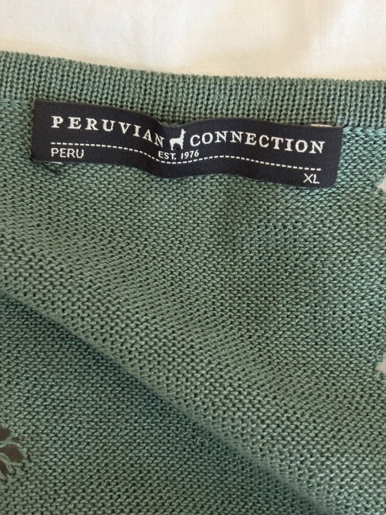 Peruvian Connection Green Chaco Lace Cardigan Sweater XL - Picture 5 of 6